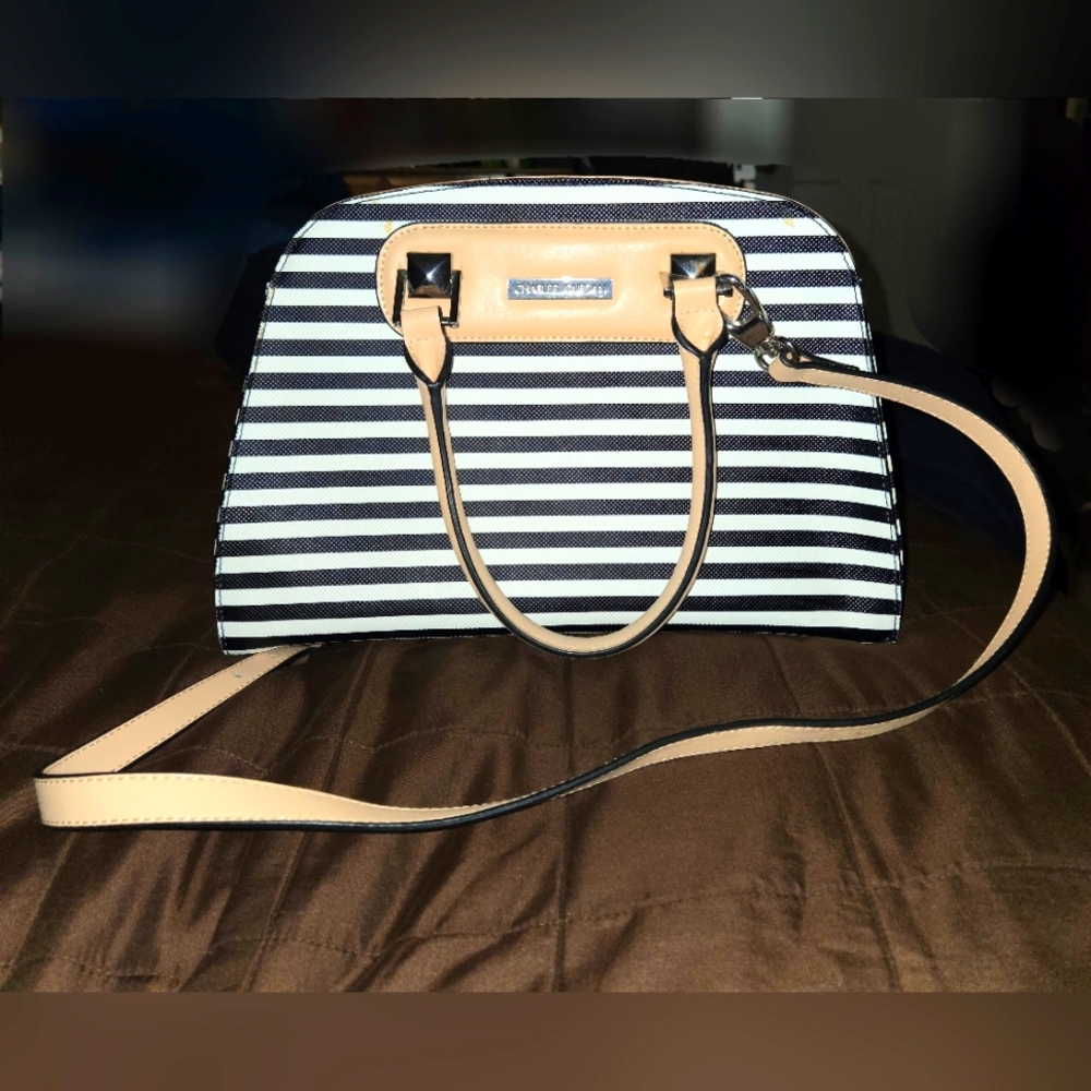 Charles Jourdan Black/White Striped Purse